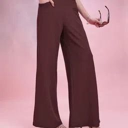 DressBerry Women Textured Wide Leg Trousers-image-79