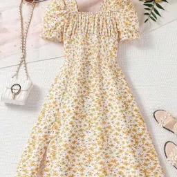 Bolly Lounge Girls Orange Floral Party Dress-image-18