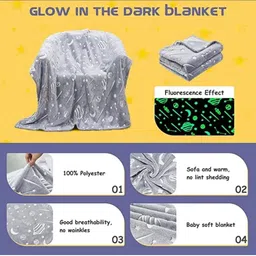 Reexplore Grey Microfiber 300 GSM Single Bed Glow in The Dark Blanket image 3