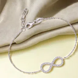 Taraash 925 Sterling Silver Infinity Shimmering CZ Bracelet for Women-picture-15