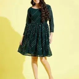 VASTRAMAY Kids Green Embroidery Dresses-picture-20