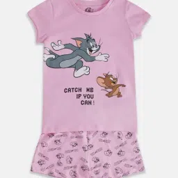 Pantaloons Junior Pink Printed T-Shirt with Shorts-picture-41