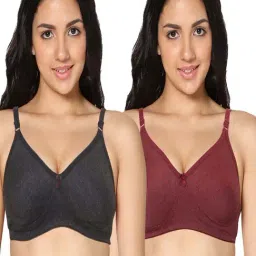 IN CARE Black & Maroon Cotton T-Shirt Bras - Pack Of 2-image-58
