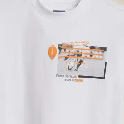 Allen Solly Boys White Cotton Regular Fit Graphic Print T-Shirt image 3