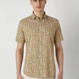 Van Heusen Khaki Slim Fit Printed Shirt-picture-38