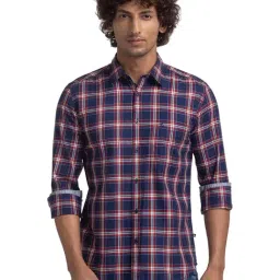Parx Blue Slim Fit Check Shirt-picture-31