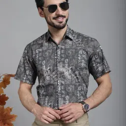 Indian Needle Brown Regular Fit Printed Shirt-image-22