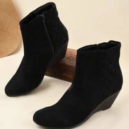 Rocia by Regal Women's Black Wedge Booties-picture-5