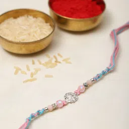 Exotic India Artificial Stone Studded and Beaded Thread Rakhi-picture-33