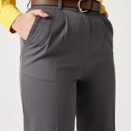 strong & brave Strong And Brave Dark Grey Solid Trousers image 5