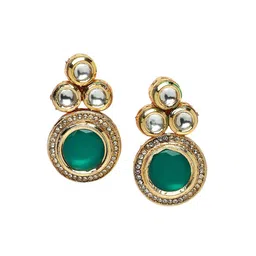 KARATCART Gold-Plated Polki Kundan-Studded Classic Layered Jewellery Set image 5