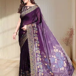 SUPERLAXMI Floral Printed Pure Chiffon Saree image 3