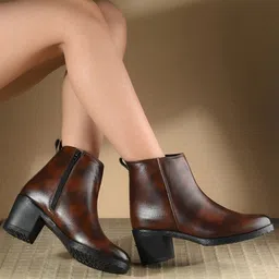 Layasa Women Round Toe Block Heeled Boots-image-87