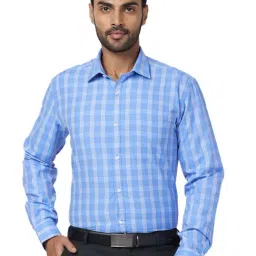 Park Avenue Blue Slim Fit Checks Shirt-image-92