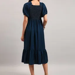 Raiyani Fashion Puff Sleeve Crepe Fit & Flare Midi Dress image 3