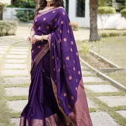 YAMUNE Woven Design Zari Pure Silk Banarasi Saree image 4