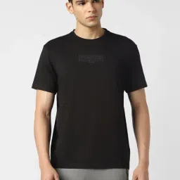 Van Heusen Black Cotton Slim Fit Printed T-Shirt-image-93