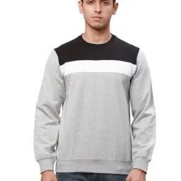 Park Avenue Grey Slim Fit Colour Block Sweatshirt-picture-24