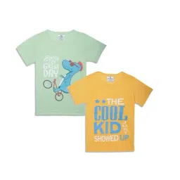 Vimal Jonney Kids Yellow & Green Printed T-Shirt (Pack of 2)-picture-33
