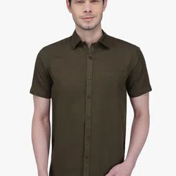 Southbay Men Olive Green Tailored Fit Solid Formal Shirt-picture-21