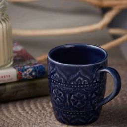 Fabindia Home 'Nilaya' Navy Ceramic 8.5 cm Coffee Mug (0.28 L) 1 Piece-picture-10