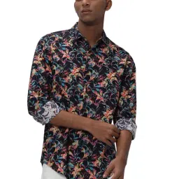 Mufti Navy Slim Fit Abstract Print Cotton Shirt-picture-13
