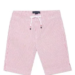 Tommy Hilfiger Kids Blush Red Cotton Striped Shorts-image-22