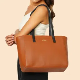 Lavie Hilite Bets Tan Synthetic Solid Tote Handbag-picture-25
