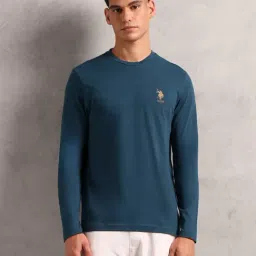 U.S. Polo Assn. Blue Cotton Regular Fit Lounge T-Shirt-picture-48