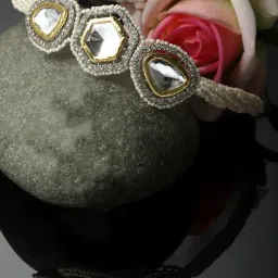 Dugran By Dugristyle Kundan & American Diamonds Grey Necklace for Women-picture-28