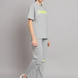 GRIFFEL Grey Printed T-Shirt With Track Pants image 3