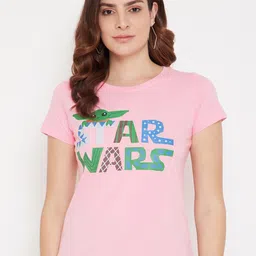Star Wars by Wear Your Mind Women Pink Printed Round Neck Cotton Pure Cotton T-shirt-picture-11