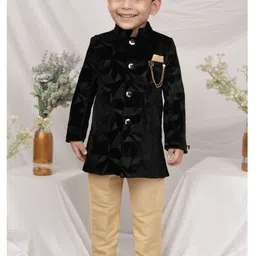 LITTLE COLLARS Boys Self-Design Sherwani & Pyjamas Set-picture-21