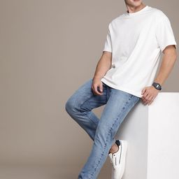 WROGN Men Mid-Rise Straight Fit Light Fade Stretchable Jeans-picture-6