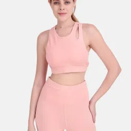 Wear Jukebox Women Peach Textured Sports Bra-image-45