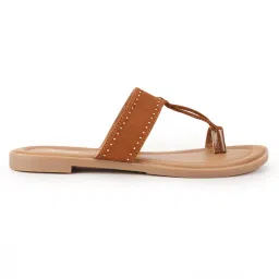 Bata Solid Tan Flats image 2