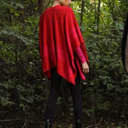 khaleej Women Pink Dragon Millipede Reversible Cape (RED/Magenta_Free Size) image 5