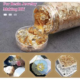 klassic waraq company KWC Foil Flakes Imitation Metallic Leaf (Gold Color,10 Grams) for Resin Arts Painting image 3