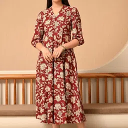 KALINI Floral Print A-Line Midi Dress image 1