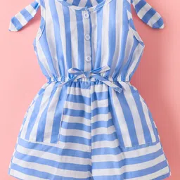 Kookie Kids Sleeveless  Stripes Jumpsuit- Blue-image-11