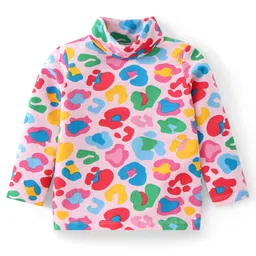 Babyhug Cotton Knit Full Sleeves Skivi T-Shit With Leopard Print - Pink-picture-14