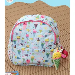 Rosada Ice-Cream Printed Backpack for Kids With Matching Keychain hanging, Waterproof Trendy and Spacious Kids Backpack, Stylish Bag for Kids - Small(10 Inches) image 1