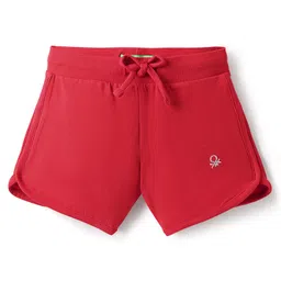 UCB Knit Knee Length Solid Color Shorts with Brand Logo - Red-picture-27
