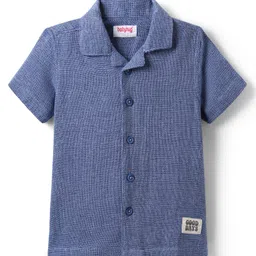 Babyhug Cotton Woven Half Sleeves Solid Colour Shirt - Blue-image-49
