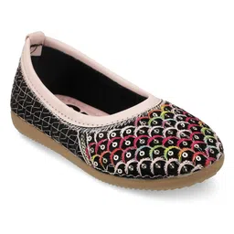 SHOES FOR JUNIORS Sequins Embellished Threadwork Detailed Ballerinas - Pink image 3