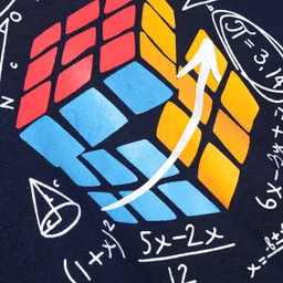 Taeko Fleece Knit Full Sleeves Hooded Sweatshirt with Text Print - Navy Blue image 3