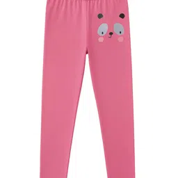 Charm n Cherish Cotton Blend Knit Pack Of 2 Animals Printed Leggings - White & Pink image 4