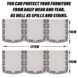 RUBOXA Cream-Coloured & Black Printed Velvet Sofa Cover image 5