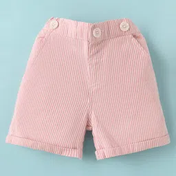 ToffyHouse Cotton Woven Half Sleeves Printed Shirt & Shorts With Bow Suspender & Hat - White & Light Red image 4