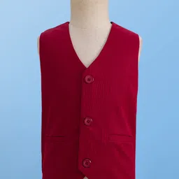 Pine Kids Knit Full Sleeves Three Piece Party Suit Set with Bow - Maroon White & Beige image 4